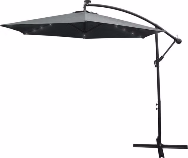 Monster Shop 3m LED Cantilever Banana Parasol in Grey