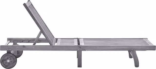 Berkfield Home Sun Lounger in Light Grey Solid Acacia Wood with Adjustable Headrest and Castors – 1