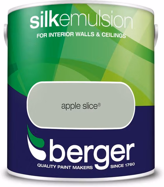 Berger Silk Emulsion Dispersion in Apple Slice Green, Satin Gloss, Water Based