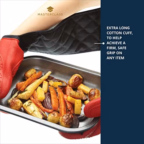 MasterClass Non-Slip Silicone Oven Glove in Black and Red – 5