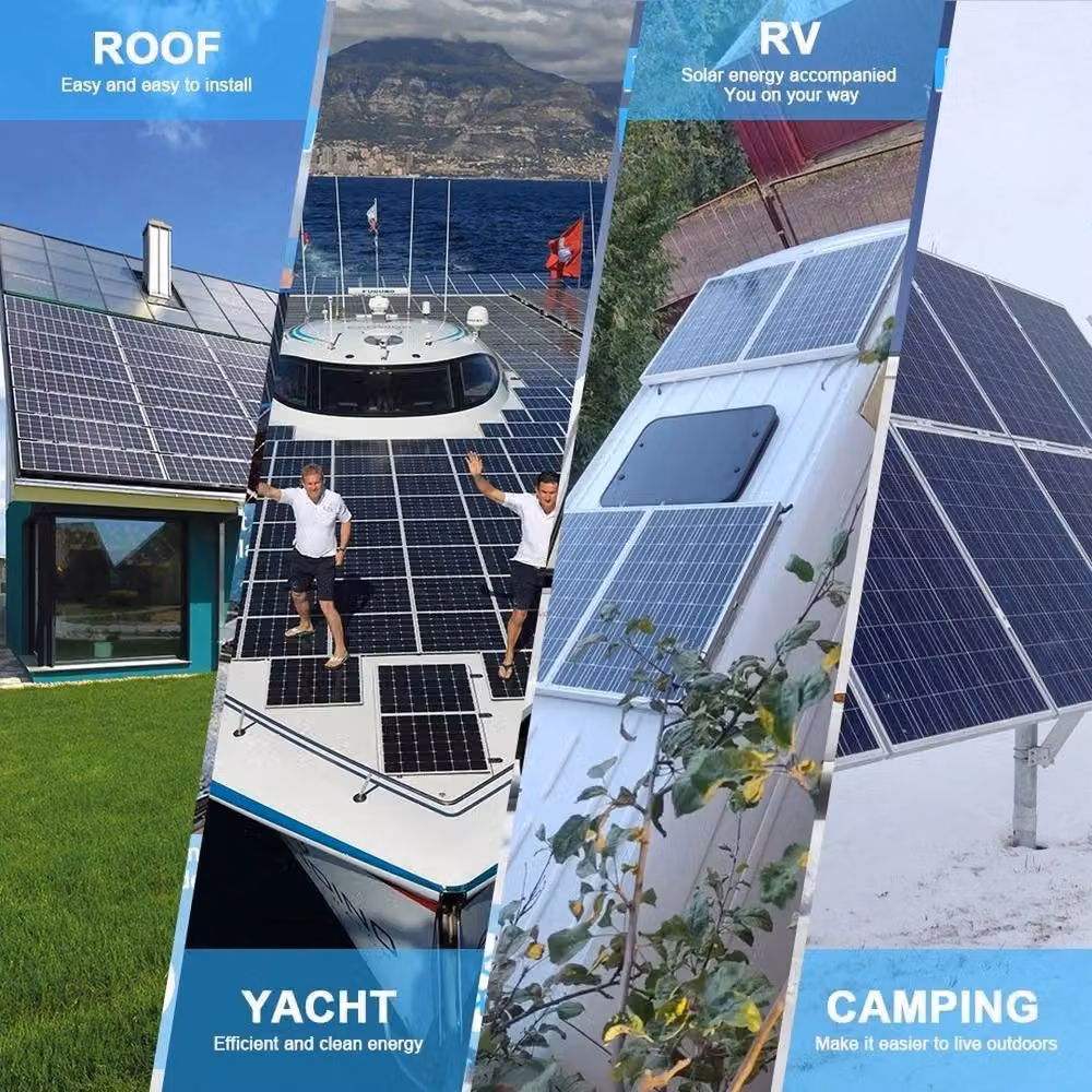 FLAVORA 200W 12V Monocrystalline Mono Solar Panel for Caravan and RV in Black, W: 1000 cm x H: 52 cm – 3