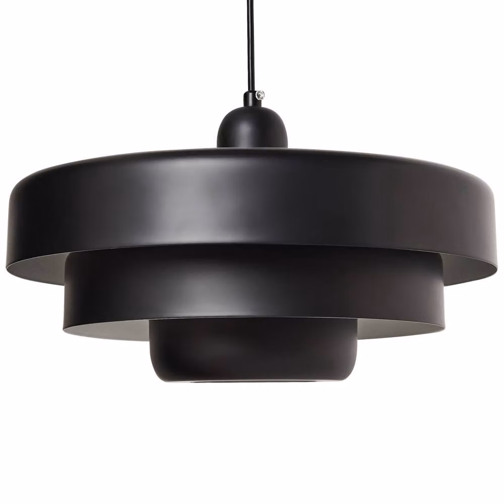 Wyld and Coco Matte Black Metal Tiered Suspended Pendant Lamp – 2