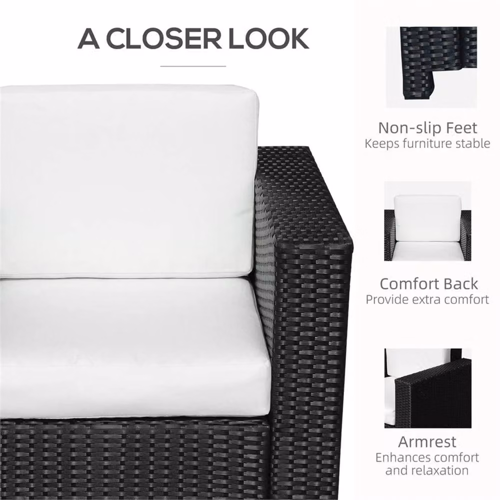 EONLION Black Rattan Garden Armchair with Cushion – 3