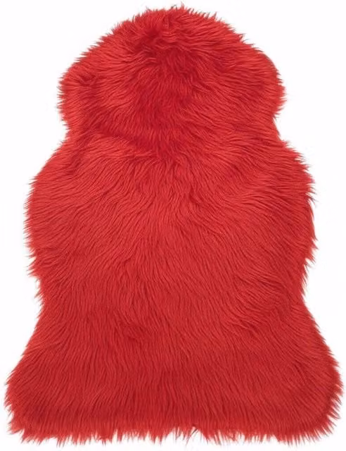 Kampala Hill Red Faux Fur Non-Slip Rug