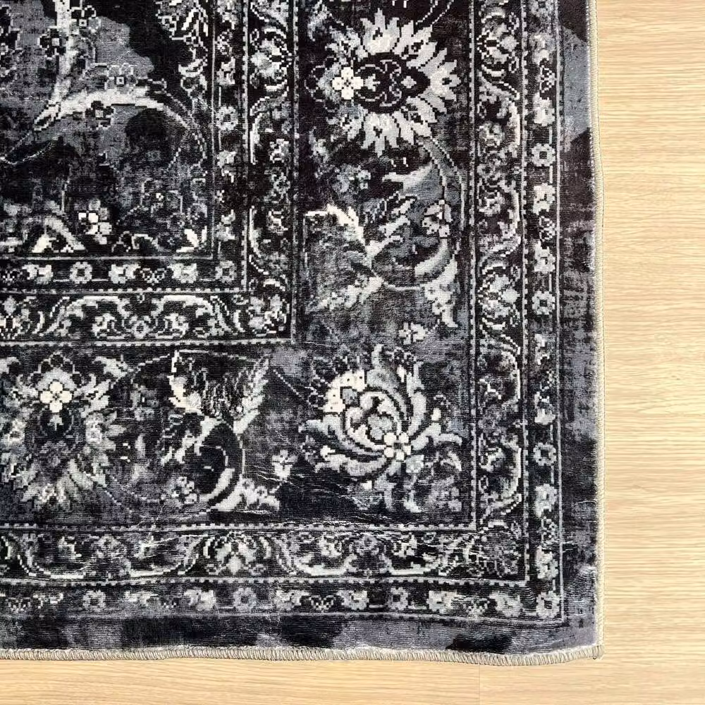 THE RUGS Nuza Vintage Washable Polyamide Non-Slip Rug, Black, W: 180 cm, D: 60 cm – 4