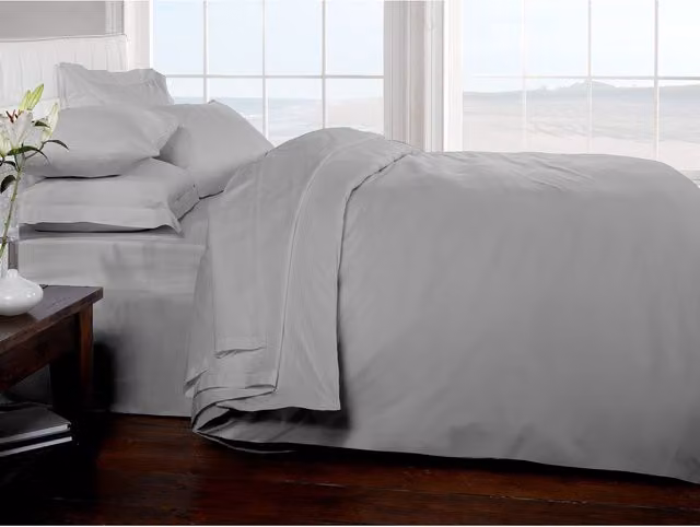 Rapport Home Silver 200 Thread Count Cotton Percale Quilt Cover