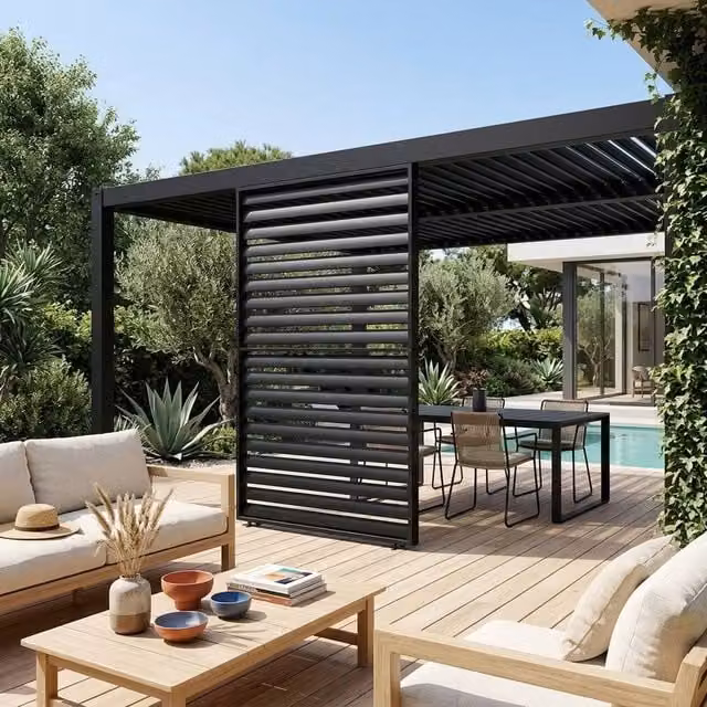 sweeek Louver Panel for Palace Pergola, Dark Grey Aluminium, Width: 130 cm