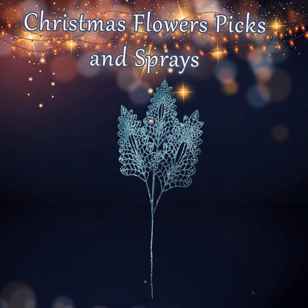 VFM e-Store Christmas Stem Leaves and Berries Decoration in Blue and Multicolour, W: 80 cm, H: 37 cm – 2