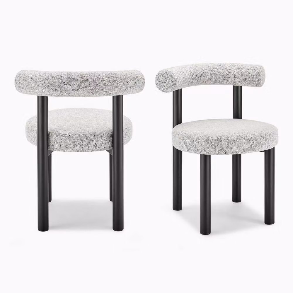 FurnitureboxUK Set of 2 Isola Grey Fabric Dining Chairs with Black Legs – 2