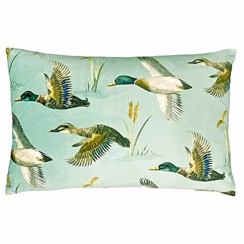 Riva Home Country House Animal Graphic Velvet Rectangular Cushion in Green and Blue, W/D/H: 60 x 40 x 40 cm