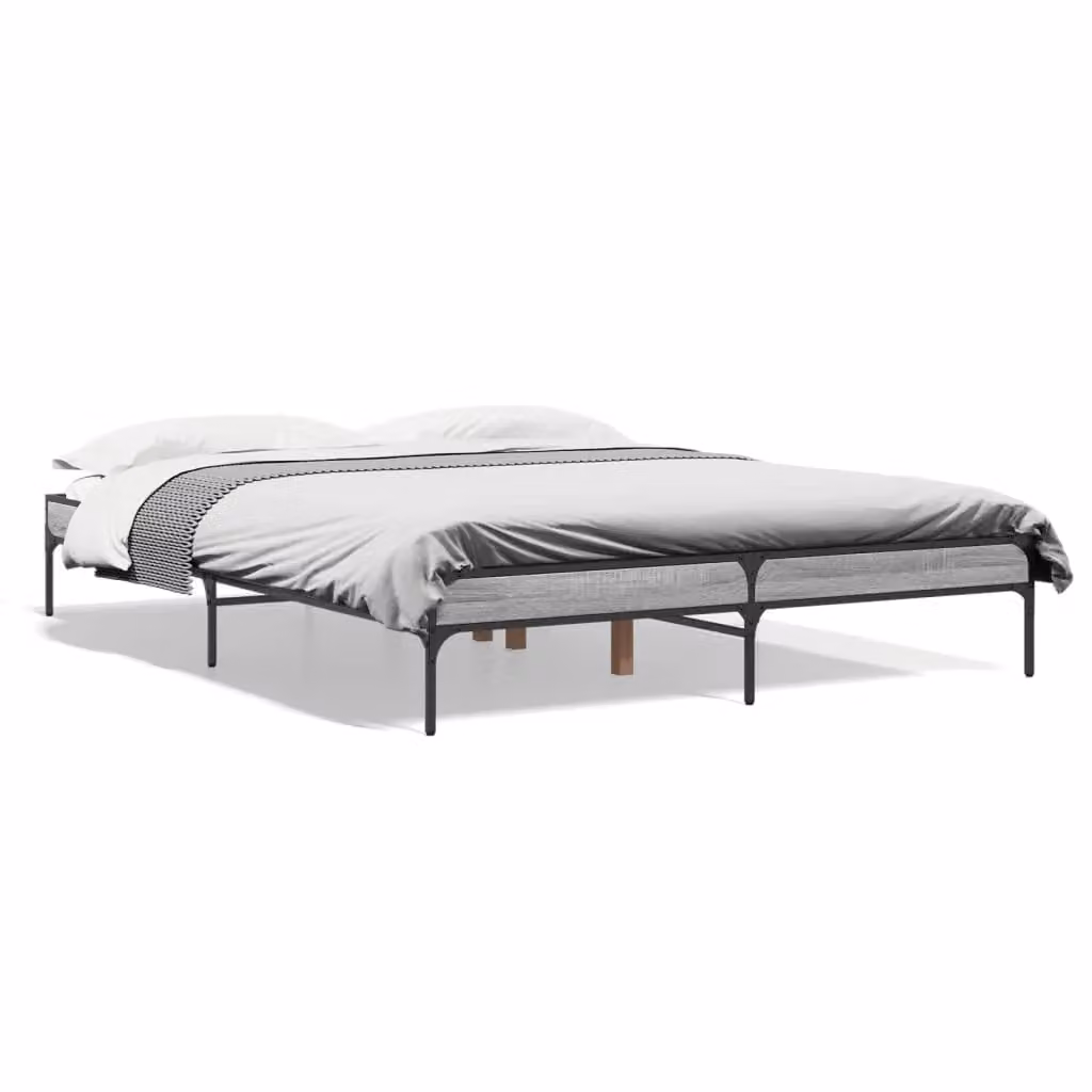 Berkfield Home Sonoma Bed Frame in Grey, W/D/H: 140 x 200 cm – 2