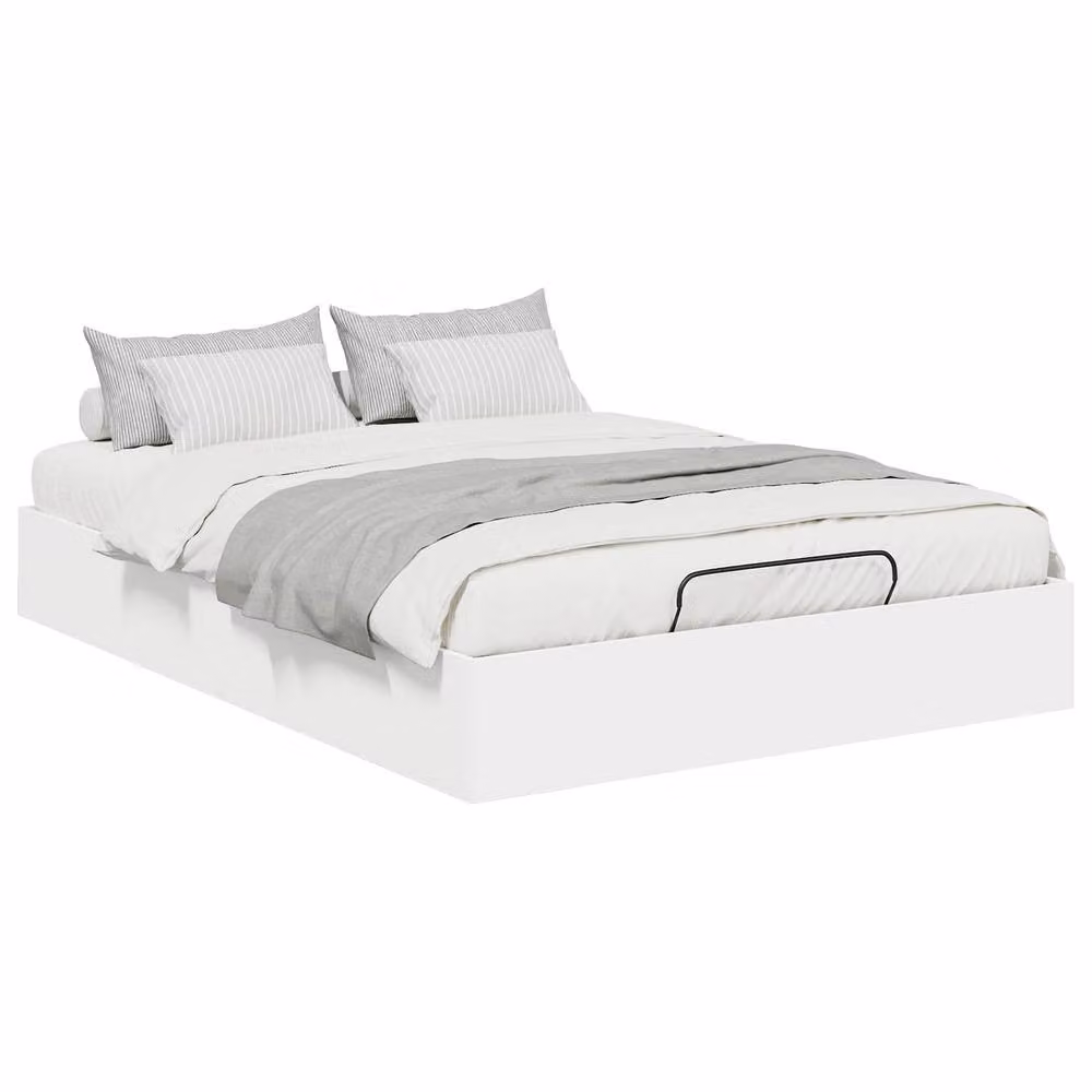 Berkfield Home Modern Upholstered Ottoman Bed Frame in White, W/D/H: 190 x 140 x 25 cm – 2