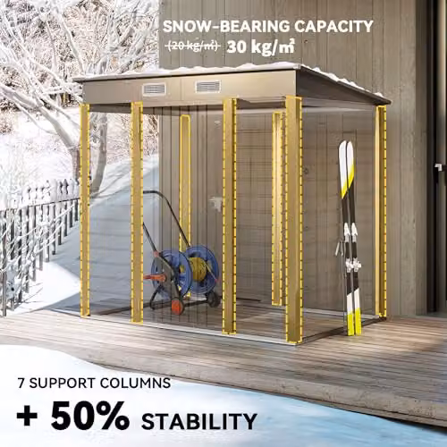 Outsunny Galvanised Steel Pent Garden Shed in Light Grey, W/D/H: 183 x 130 x 191 cm – 3