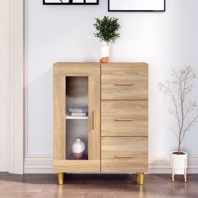Berkfield Home Sonoma Oak Sideboard in Brown, W/D/H: 69.5 x 34 x 90 cm – 1