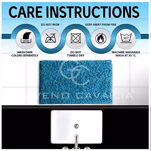 Gaveno Cavailia 2 Piece Zero Twist Non-Slip Bath Mat and Pedestal Set, Turquoise, W/D/H: 80 x 50 cm and 50 x 40 cm – 3