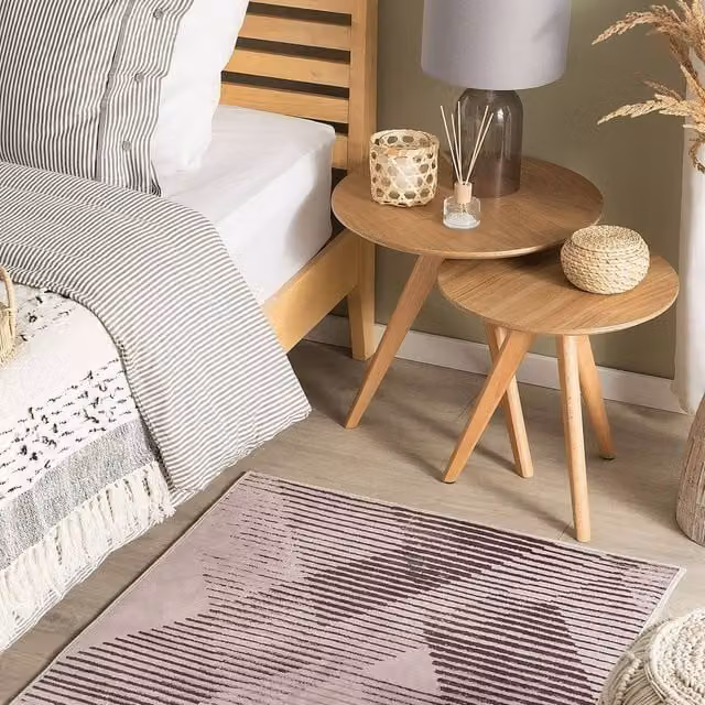 Wyld and Coco Pink Abstract Rectangular Rug, W: 80 cm, L: 150 cm