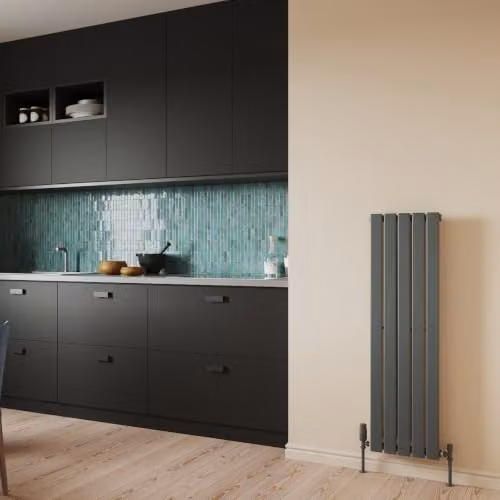 UK Radiators Typhoon Anthracite Vertical Designer Steel Radiator, H: 120 cm, W: 34 cm – 3