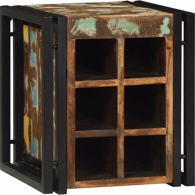 Berkfield Home Traditional Rustic Reclaimed Solid Wood Wine Rack, Brown, W/D/H: 34.5 x 35 x 39 cm