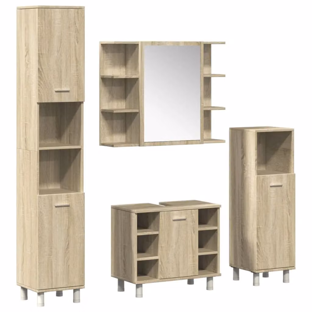 Berkfield Home 4 Piece Modern Bathroom Furniture Set in Sonoma Oak Brown