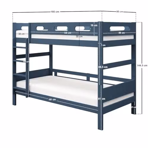 Flair Furnishings Elijah Detachable Wooden Bunk Bed Blue W/D/H: 90 x 190 x 195 cm – 2