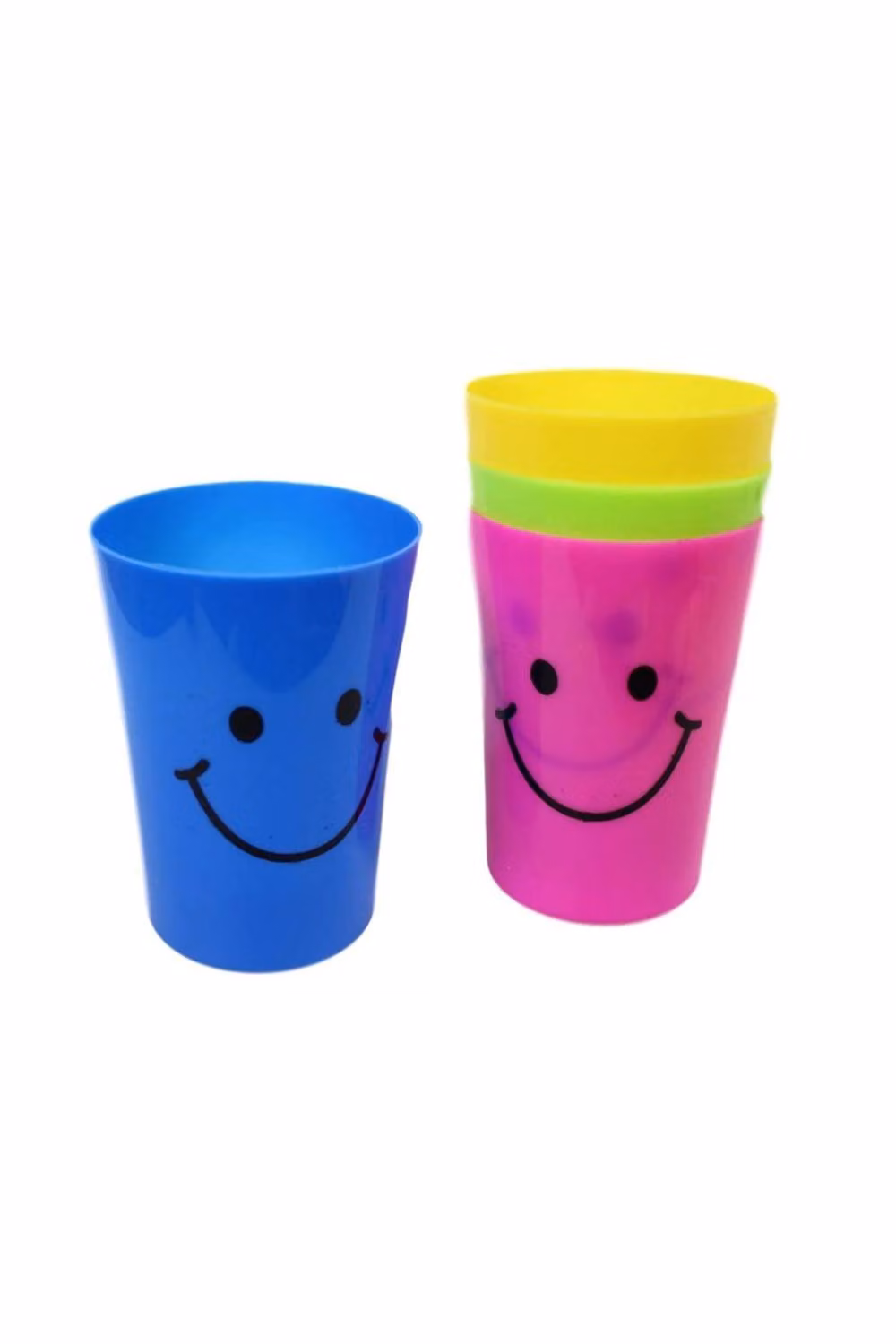 KDMD Childrens Smiley Face Plastic Tumbler Drinking Cups, 4 Pack, Multicolour – 2