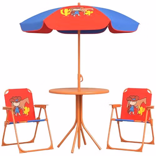 Outsunny Kids Bistro Set Cowboy Theme Table and Chairs in Blue, Red and Multicolour – 1