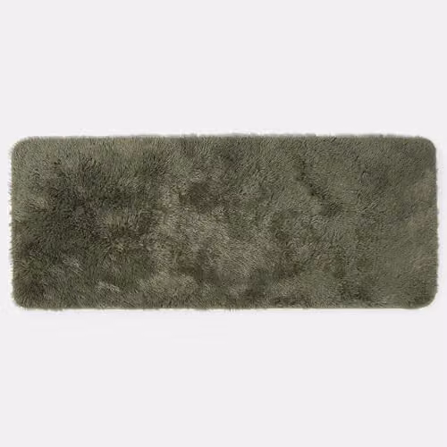 OHS Soft Fluffy Modern Runner Rug in Green, W/D/H: 60 x 150 x 1 cm
