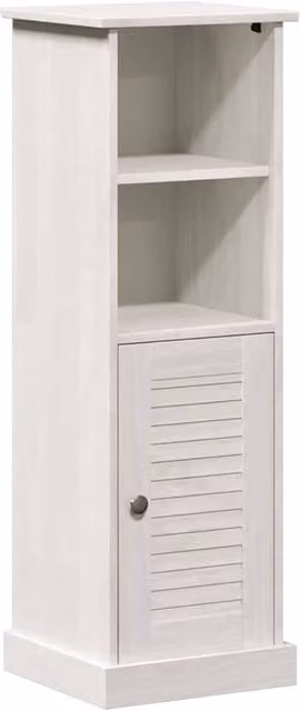 Berkfield Home White Solid Pine Wood Bathroom Cabinet with Storage, W/D/H: 34 x 37 x 110 cm