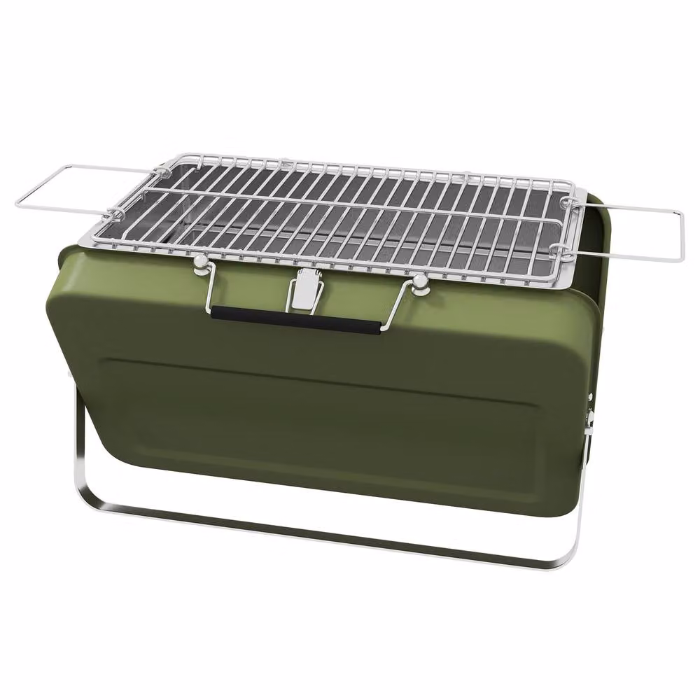 Rolipo Metal Portable Tabletop Charcoal BBQ Grill, Green, W/D/H: 30 x 30 x 28 cm – 2
