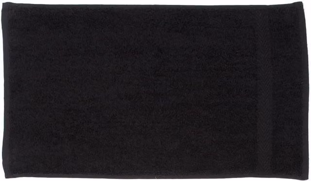 Towel City Luxury Black Cotton Guest Towel with Border and Hanging Loop