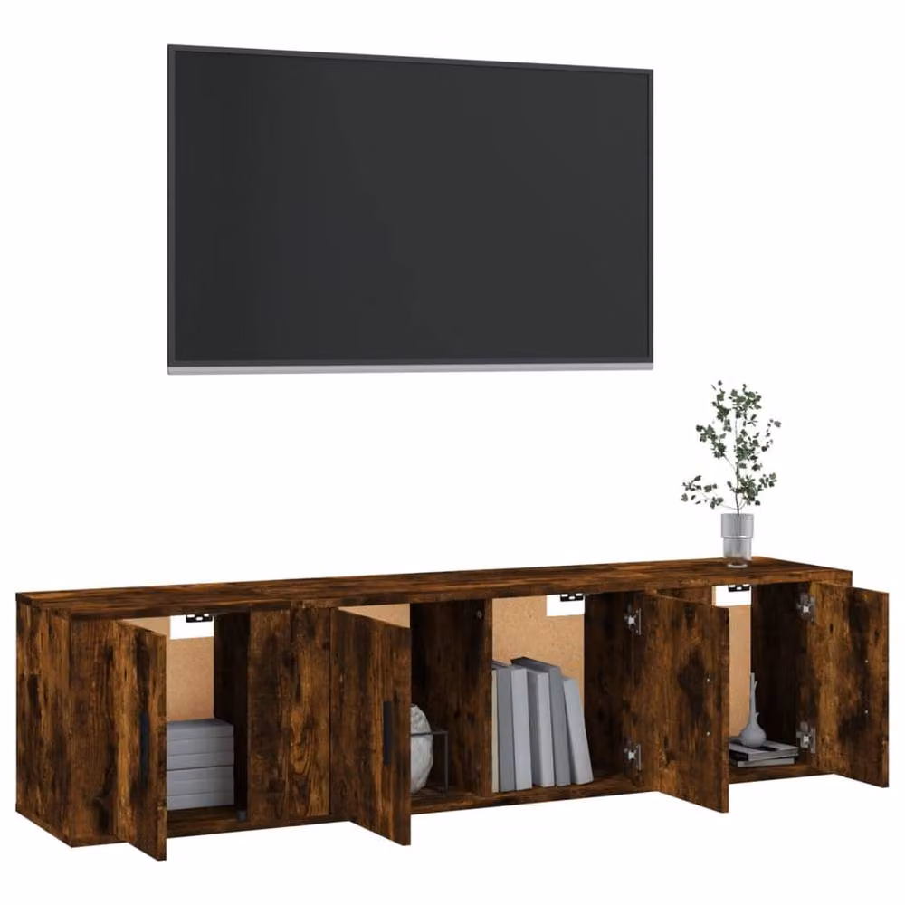 Berkfield Home 3 Piece Smoked Oak TV Cabinet Set in Brown – 3