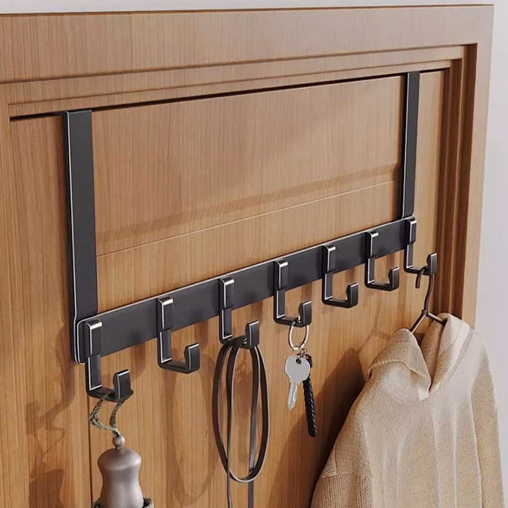 Kelvenix Black Metal Over The Door Hanging Organiser with 8 Hooks, Width: 52 cm – 2