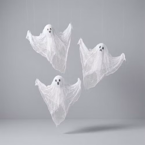 Garden Greatness Pack of 3 White Hanging Halloween Ghost Figures – 3