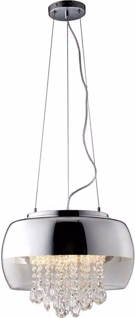 Milagro Luna Pendant Lamp in Chrome and Yellow Glass with Crystal Effect, Diameter: 40 cm