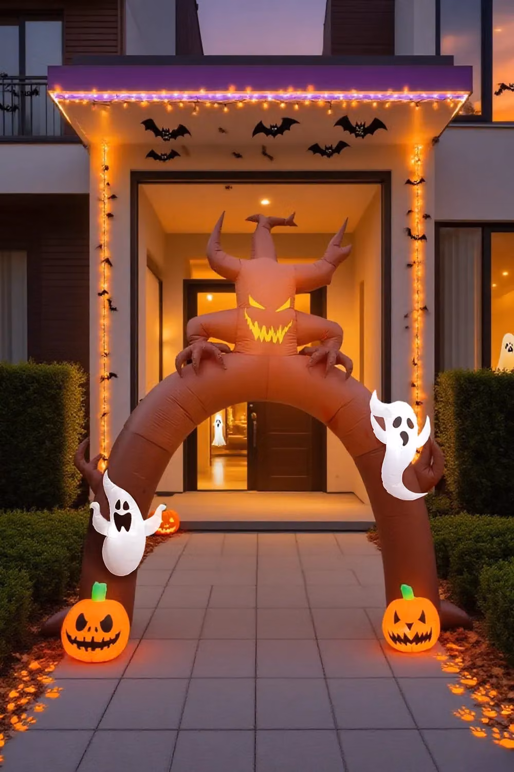 Living and Home Brown Halloween Inflatable Giant Ghost Tree and Pumpkin Arch Decoration for Your Yard or Garden – 2