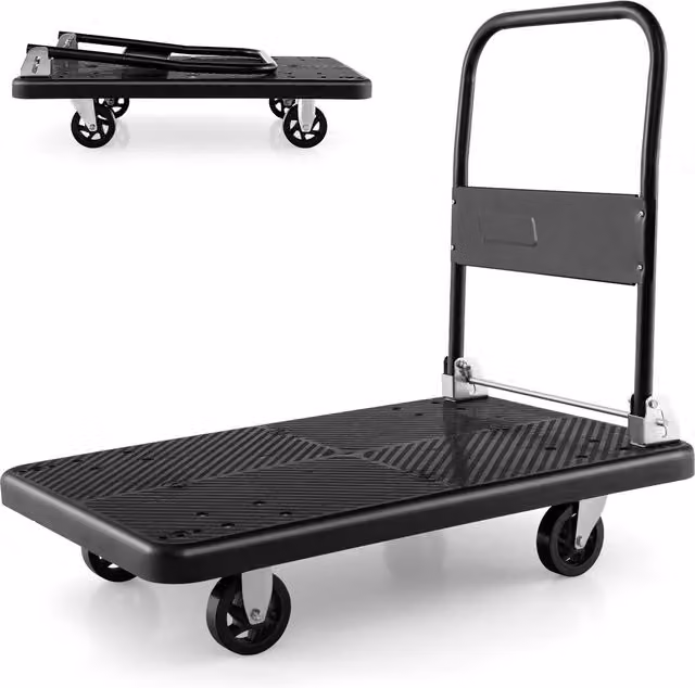 COSTWAY Folding Push Cart Dolly in Black