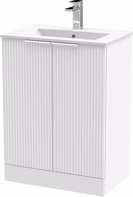 Balterley Tixall Fluted 2 Door Vanity Basin Unit, Satin White, W: 60 cm – 1