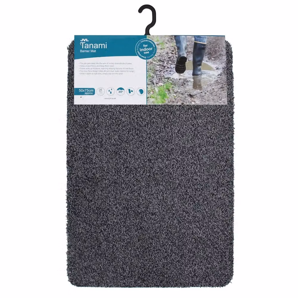 JVL Tanami Machine Washable Non-Slip Doormat Set of 2, Anthracite Grey, W: 50 cm, D: 75 cm – 5