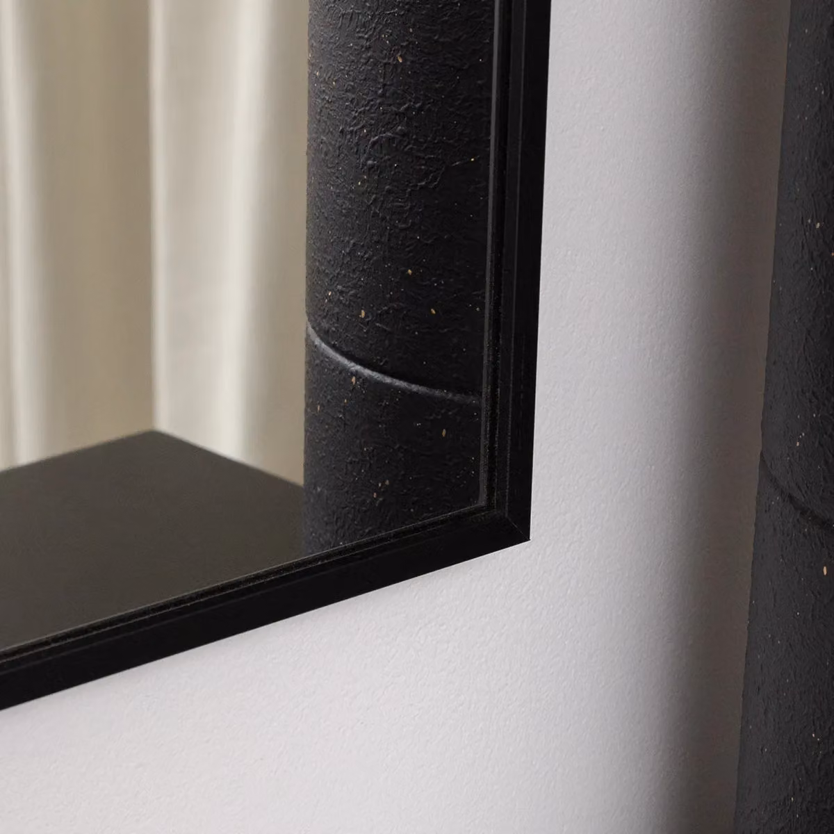 Melody Maison Large Black Minimalist Rectangular Wall Mirror W: 100 cm, H: 50 cm – 2