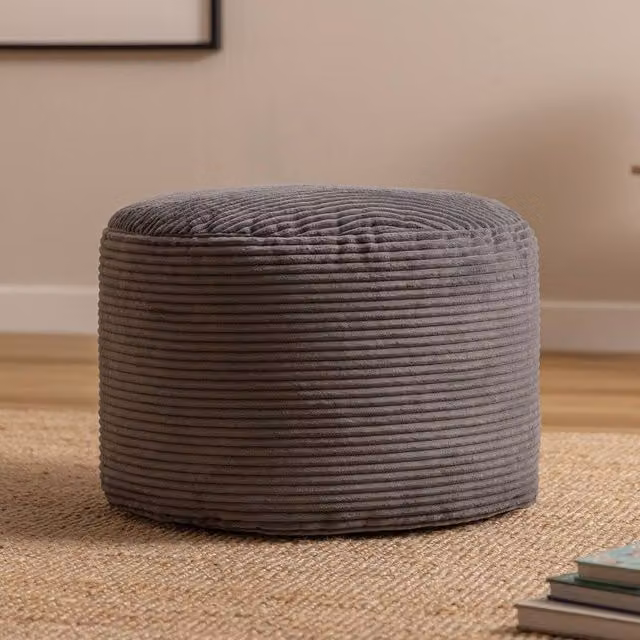 icon Milano Corduroy Bean Bag Footstool Pouffe in Grey – 2