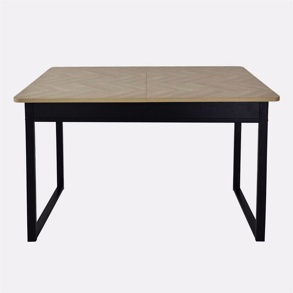 OHS Chevron Extendable Rectangular Dining Table in Light Oak and Black, 4-6 Seater – 2