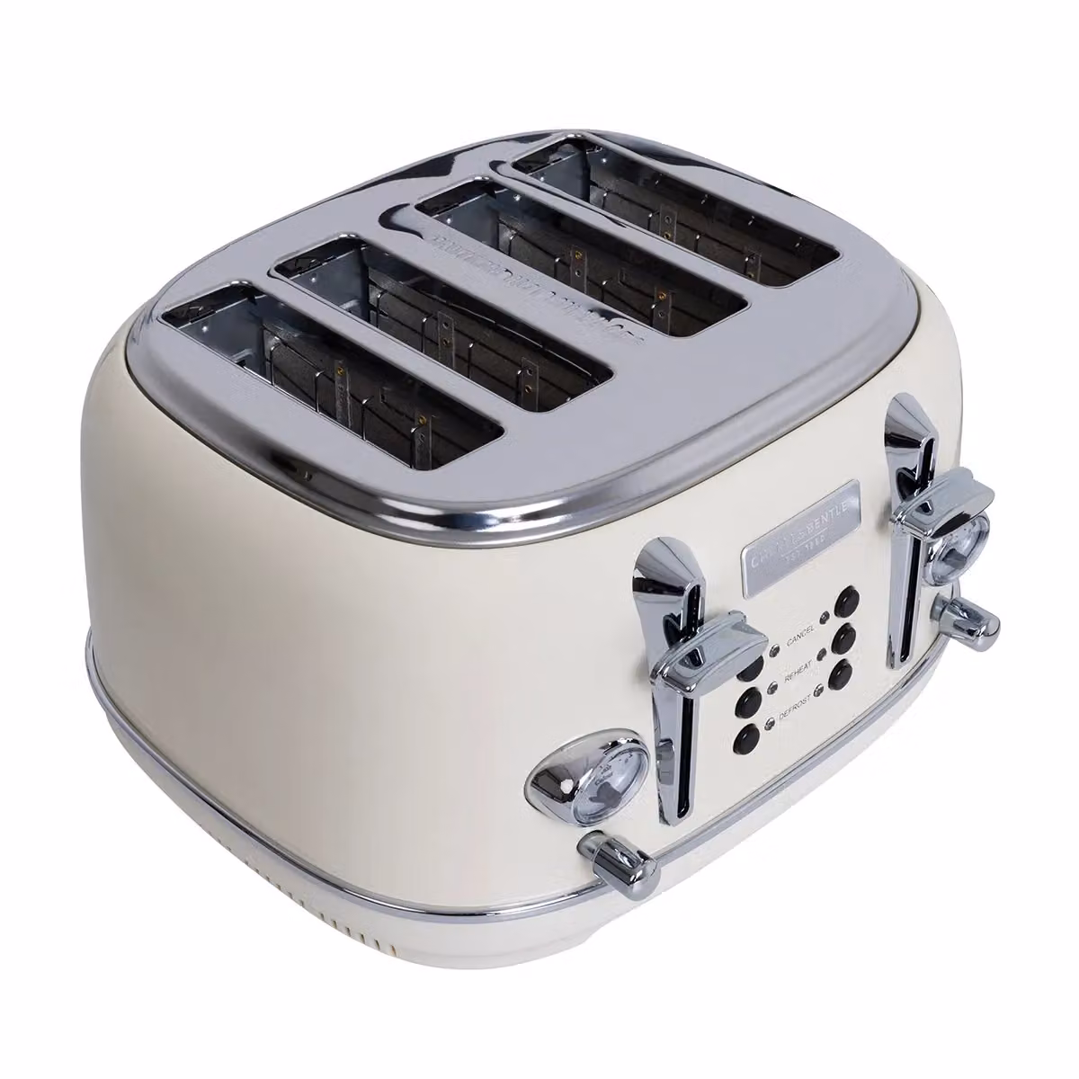 Charles Bentley 4 Slice Stainless Steel Toaster with Tray in Cream and Chrome – 2