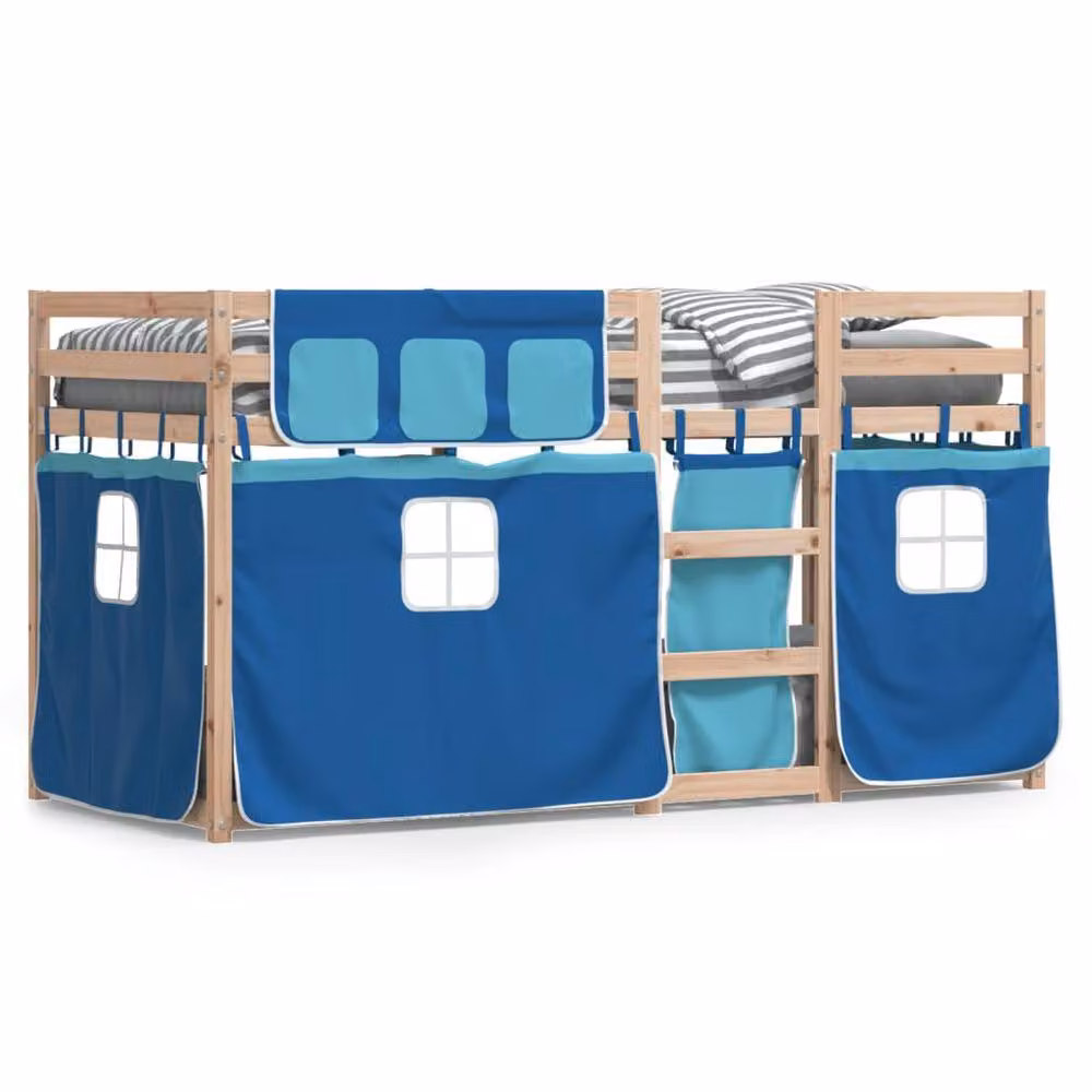Berkfield Home Single Bunk Bed in Blue Solid Pine Wood, W/D/H: 90 x 190 cm – 2