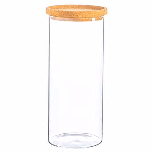 Argon Tableware Scandi Glass Storage Jar with Cork Lid in Transparent, 2 Litre