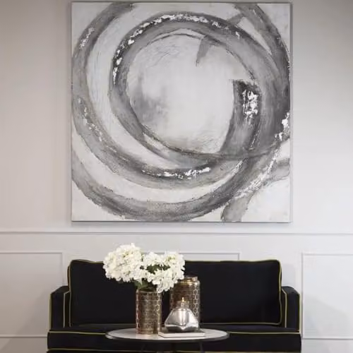 Hill Interiors Galaxy Abstract Hand Painted Canvas in Silver and Grey, W: 150 cm, D: 4.8 cm, H: 7.2 cm – 3