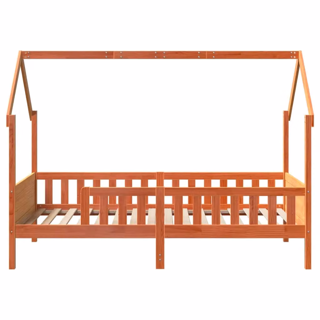Berkfield Home Kids House Bed Frame in Waxed Brown Solid Pine, W/D/H: 90 x 190 cm – 2