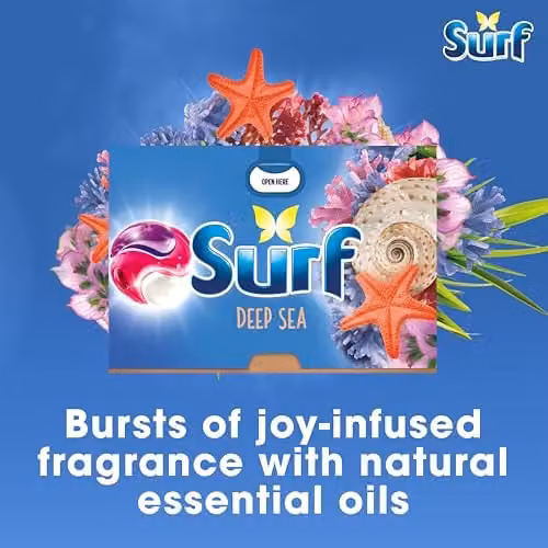Surf 3 in 1 Deep Sea Laundry Washing Detergent Capsules with Joy-Infused Fragrance and Essential Oils, 153 Washes (3 x 51 Capsules), Blue – 3
