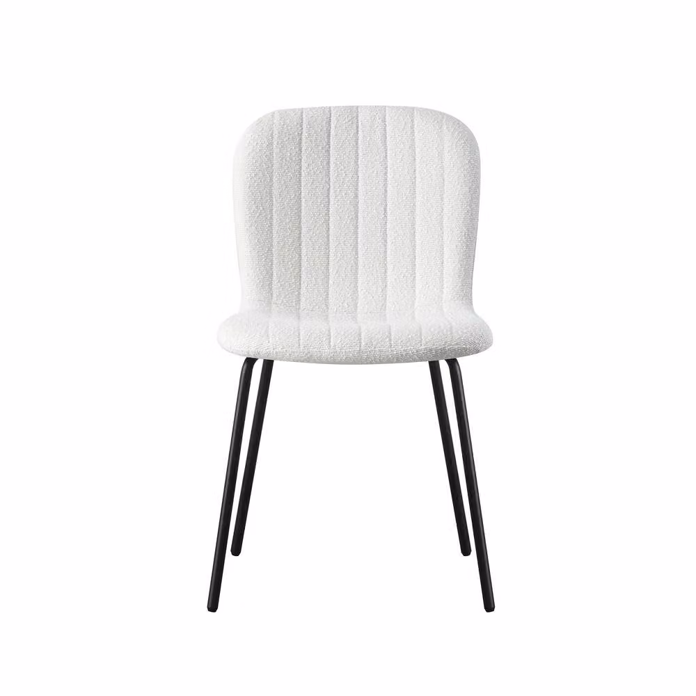 MCC Direct Bella Luxe Set of 4 Modern Bouclé Fabric Dining Chairs with Metal Legs in Beige, Black or White – 2