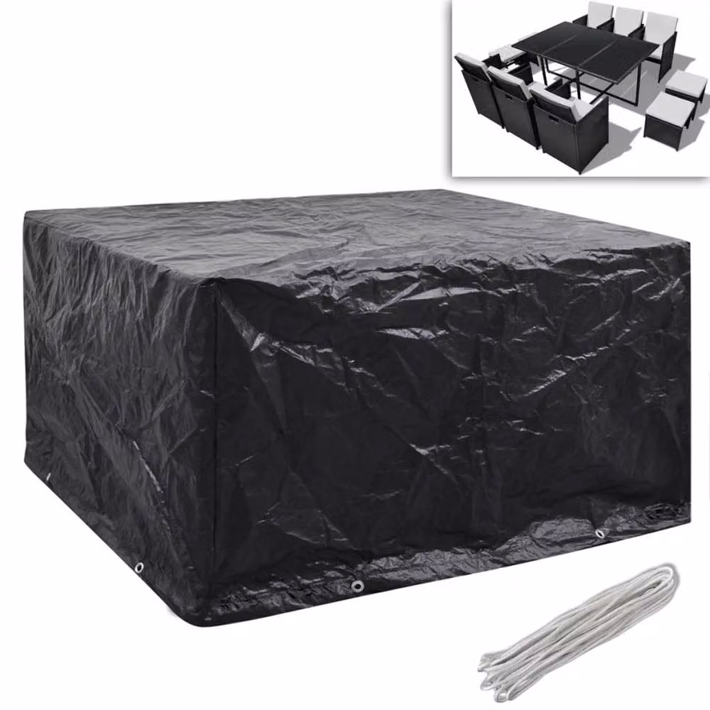 Berkfield Home Durable Water Repellent Poly Rattan Garden Furniture Covers for 6 People, 2 Pack, Black, W: 172 cm, D: 113 cm – 3