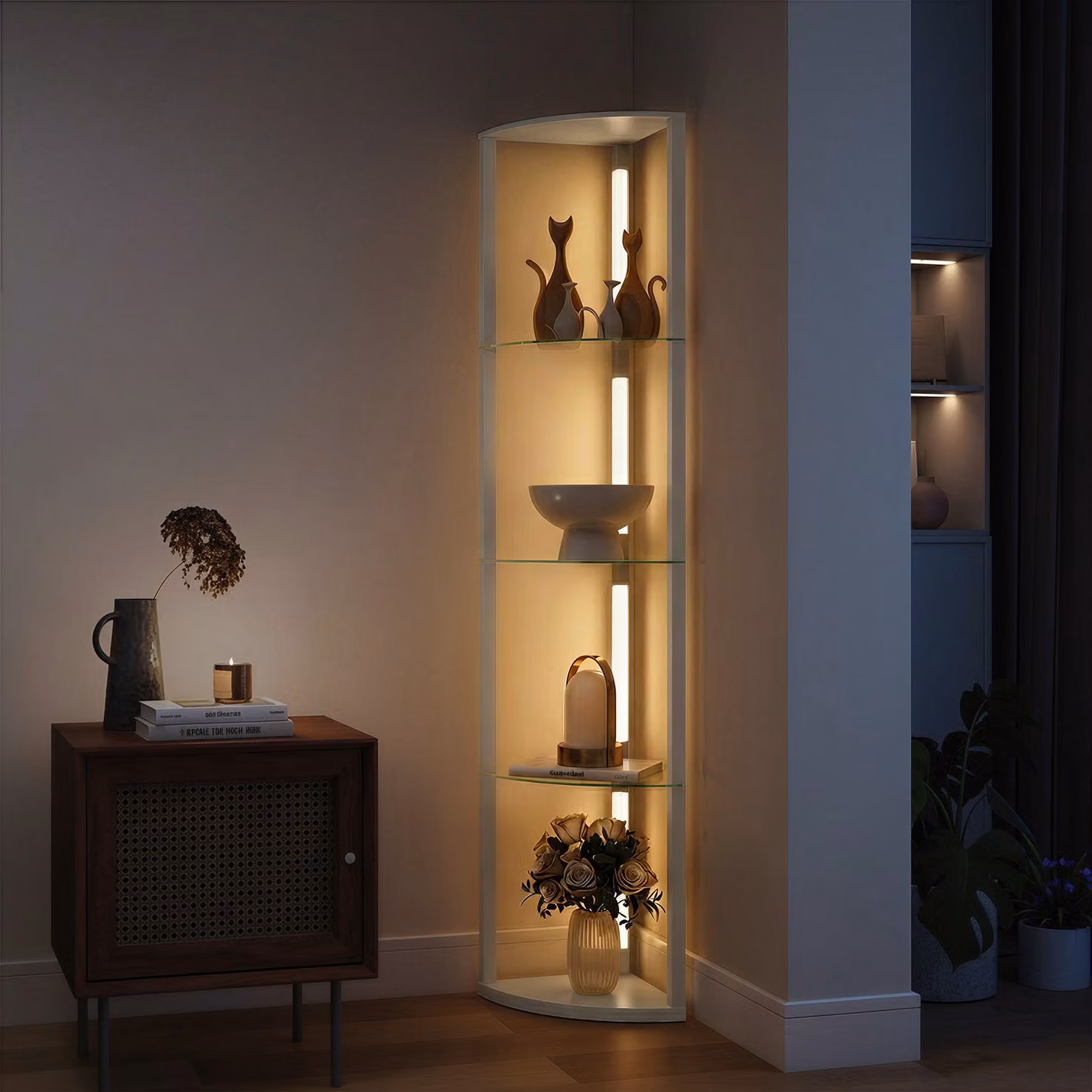 HOMCOM Dimmable LED Floor Lamp with Shelves and Foot Switch, Grey – 2